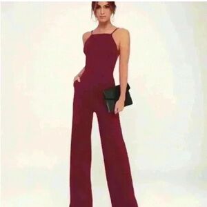 NEW! Lulu’s Something to Behold Burgundy Jumpsuit